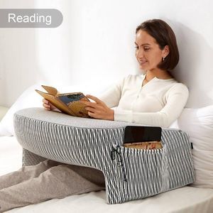 Reading Lap Pillow Extra Large Arm Rest Adult Memory Foam Working Desk Ash Grey